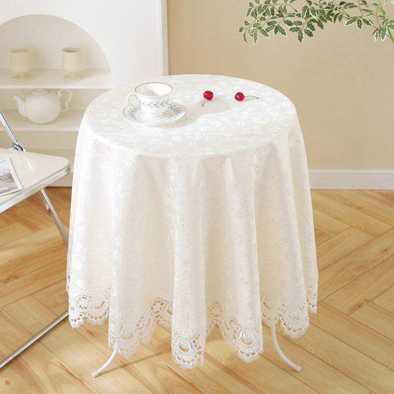 唯米5152欧式百搭奶白色提花蕾丝圆形餐桌布艺小圆桌防尘盖巾台布,居家布艺,桌布,淘宝优惠券,粉丝福利购,淘宝优惠卷
