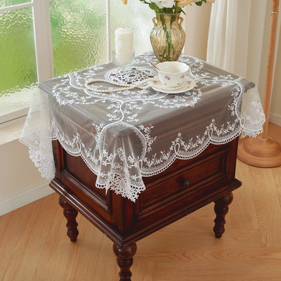 唯米白色蕾丝宫廷风床头柜盖布