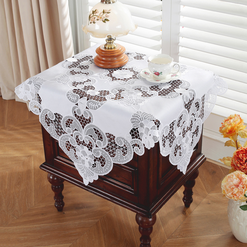 唯米百搭白色蕾丝镂空床头柜盖布