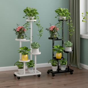 移动花架置物架阳台铁艺多层植物花盆摆花架子 花架子客厅落地式