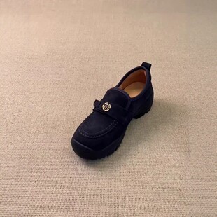 复古山茶花休闲运动单鞋 内增高7cm小个子休闲乐福鞋 女2026年新款