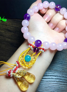 清宫天然粉水晶手链念珠皇后同款