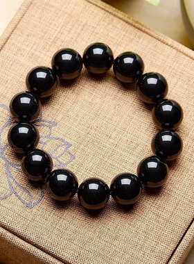 天然黑曜石佛珠手串 招财手串转运佛珠黑曜石手串 高级黑耀石手串