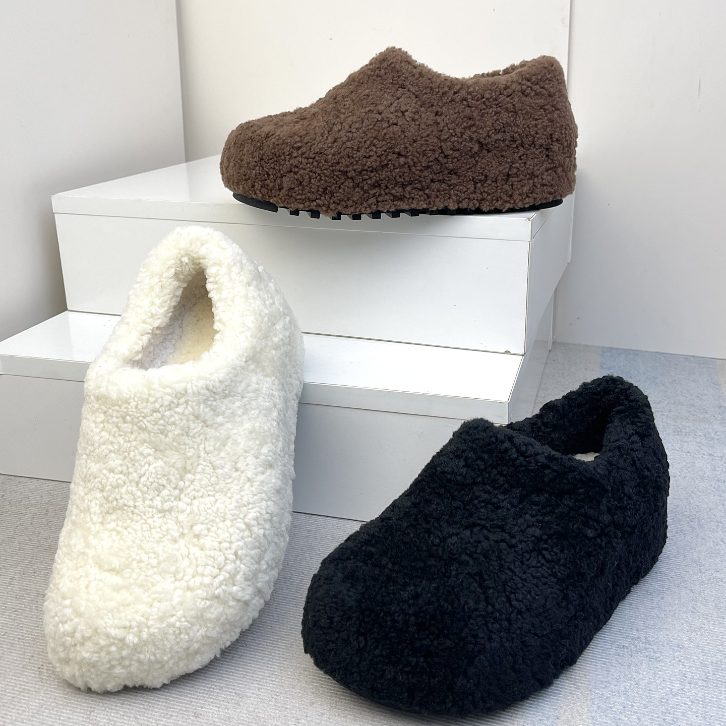 毛毛拖鞋女新款真皮羊羔毛厚底