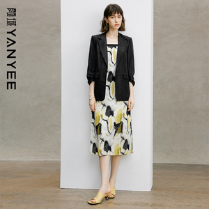 颜域西装外套连衣裙套装女2026新款早春搭配一整套天丝通勤两件套