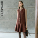 咖色复古中长款 颜域优雅小香风连衣裙女士2025新款 冬季 裙子背心裙