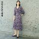 颜域紫色碎花连衣裙女2026春新款 轻熟风收腰修身 显瘦过膝鱼尾长裙