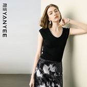 薄款 颜域高级感针织衫 气质T恤上衣女 短款 圆领修身 女夏装 2026新款