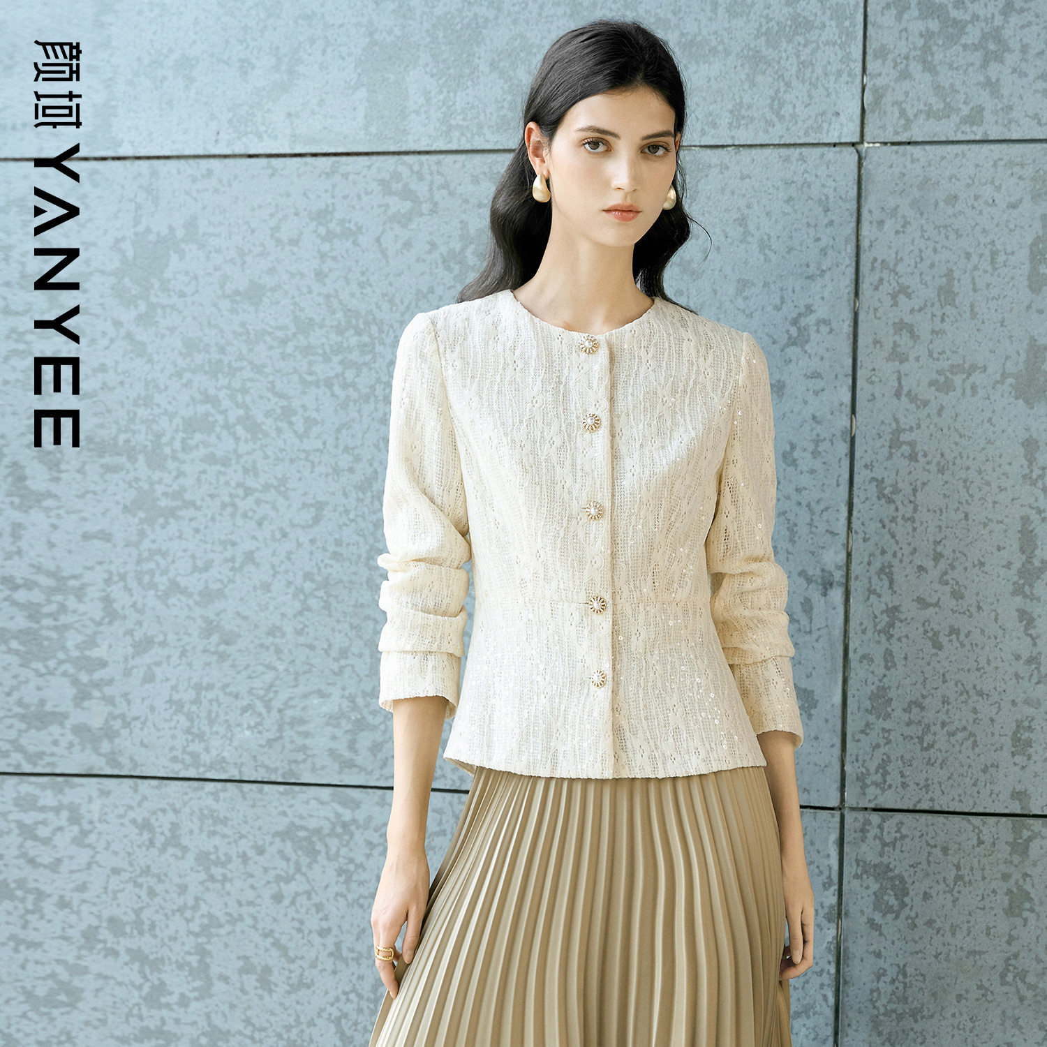 颜域小香风蕾丝外套女2026早春新款高级感轻奢短款显瘦外搭上衣女,女装/女士精品,短外套,淘宝优惠券,粉丝福利购,淘宝优惠卷