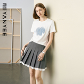 颜域白色短袖 显瘦宽松上衣 高级感通勤百搭薄款 T恤女夏装 2026新款