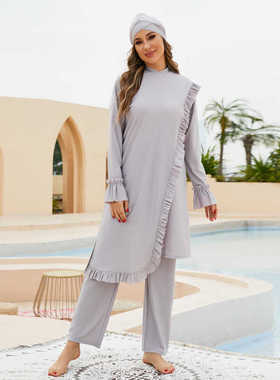 宽松甜美花边保守式分体泳衣套装布基尼阿拉伯中东泳装burkini新