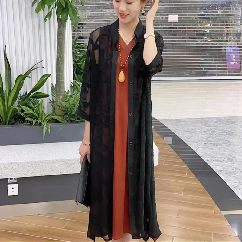 防晒衣女夏季长款印花时尚