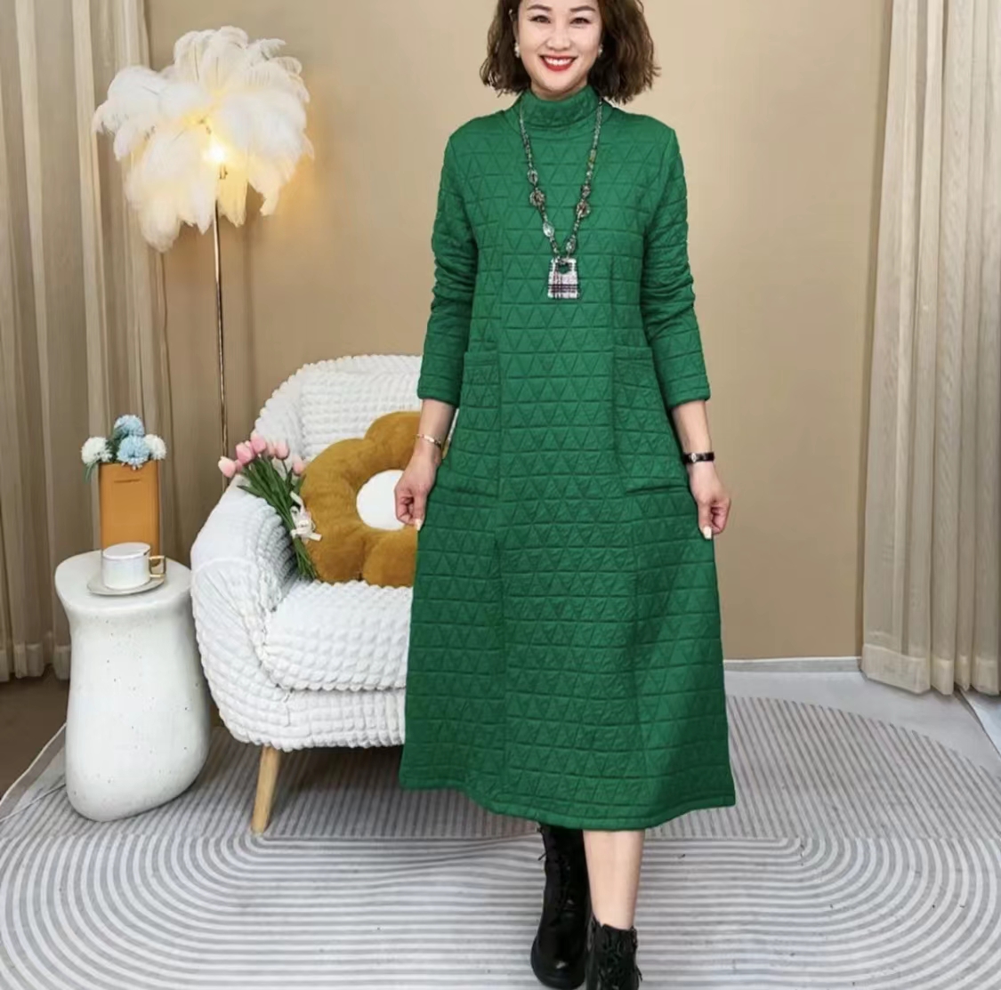 秋冬新款宽松休闲中长款打底裙