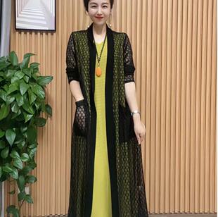 中年妈妈装夏季薄款防晒衣春秋透气镂空中长款风衣外套开衫外披女