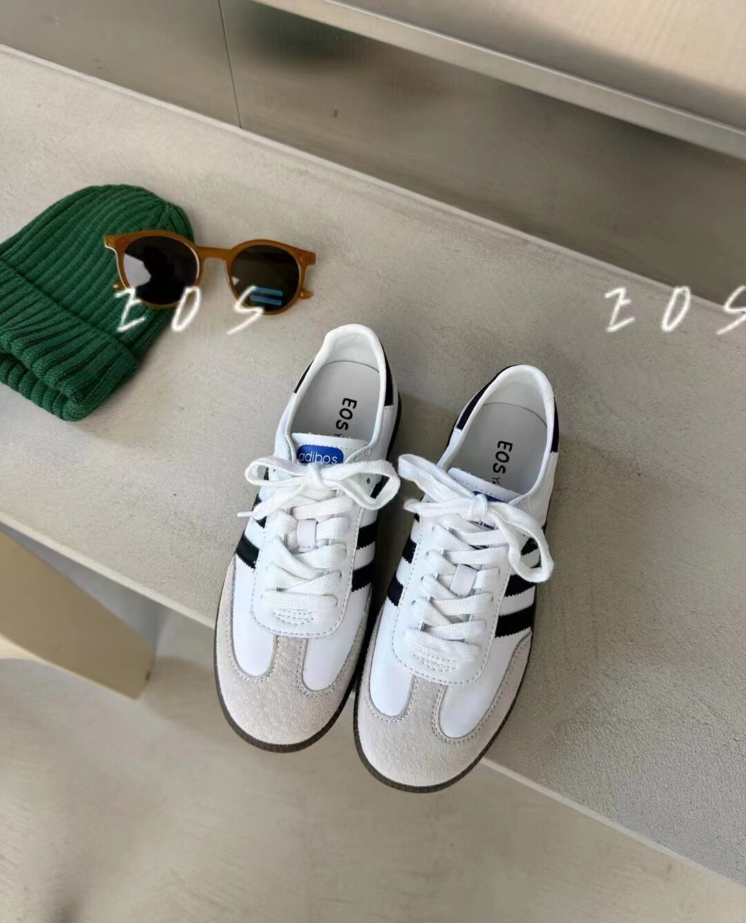 EOS经典小众复古平底单鞋女鞋2026真皮韩版德训百搭小白鞋板鞋潮