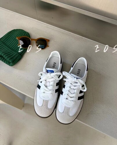 EOS经典小众复古平底单鞋女鞋2026真皮韩版德训百搭小白鞋板鞋潮