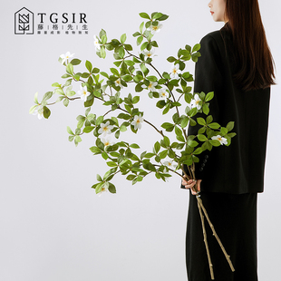 栀子花落地长枝仿真花客厅高级感逼真装饰绿植树枝假花卉插花摆设
