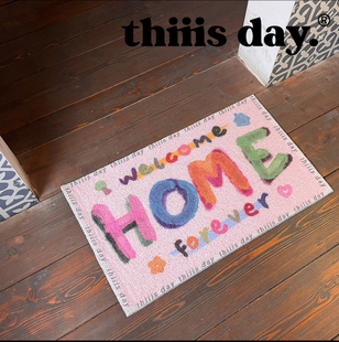 thiiis day 入户地垫奶油风ins风进门丝圈门垫脚垫地毯HOME款
