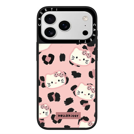 粉豹纹凯蒂猫KT适用于苹果17promax手机壳/iphone16promax/15pro/14plus/13p/12p套case磁吸手机壳手链