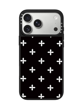 联名黑花园白十字花苹果17promax壳适用iPhone16promax磁吸15plus简约14高级感13防摔12情侣保护套女