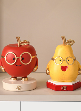 创意平安顺利苹果摆件高档客厅玄关酒柜装饰工艺品乔迁生日礼物