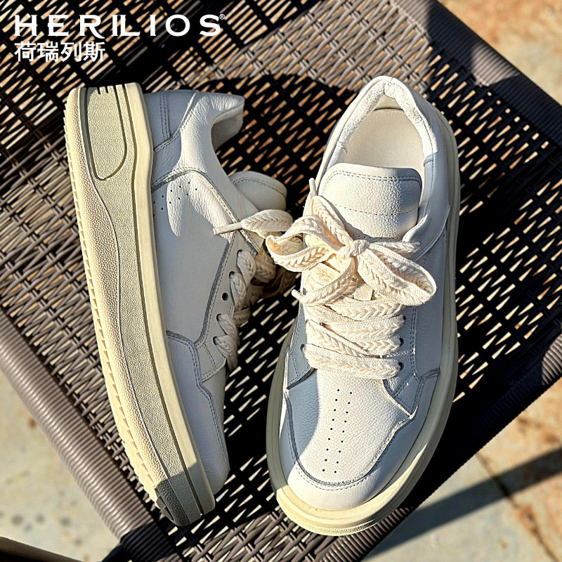 HERILIOS/荷瑞列斯男士潮流增高休闲鞋欧美时尚厚底板鞋真皮单鞋