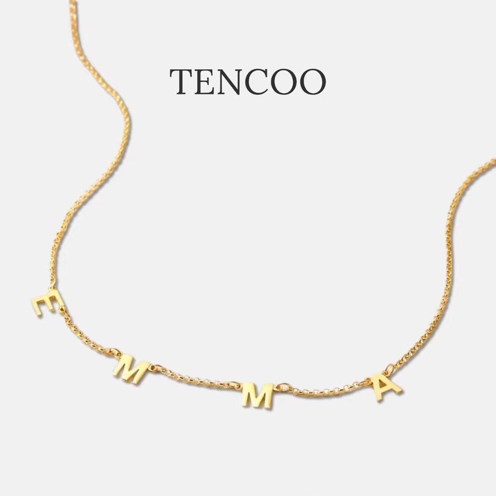 Tencoo定制纯银字母项链圆链女