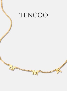 Tencoo定制字母项链26个字母吊坠纯银镀18K金小众定制礼物
