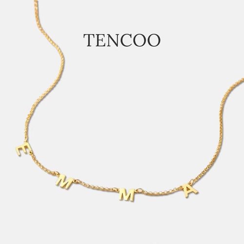Tencoo定制纯银字母项链圆链女
