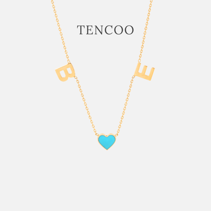 TENCOO专属定制字母与爱心项链