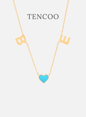 TENCOO专属定制字母与爱心项链小众法式锁骨链