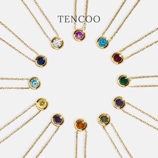 【新年礼物】TENCOO彩色诞生石项链生辰石项链纯银小众高级感配饰