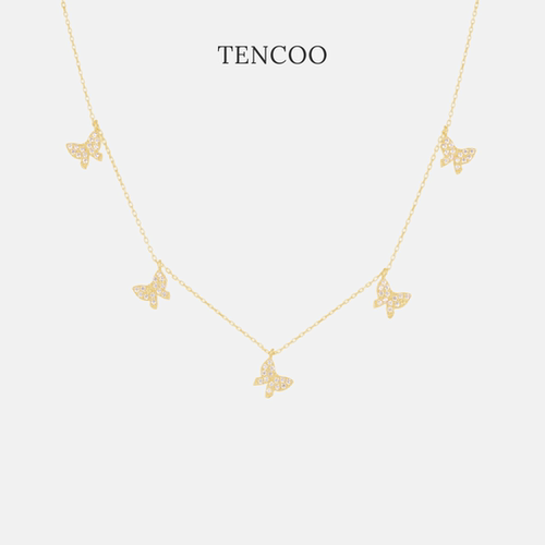 仙女必须拥有的闪钻蝴蝶流苏项链