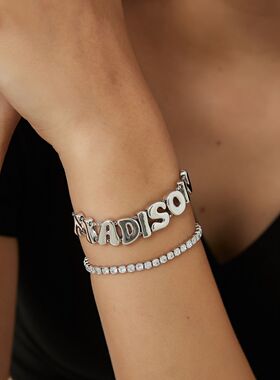 【银色光感滑块字母手链】TENCOO定制字母抽绳盒子链小众手饰