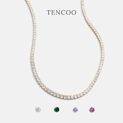 TENCOO彩色锆石项链ins风网球项链百搭叠戴超闪锆石