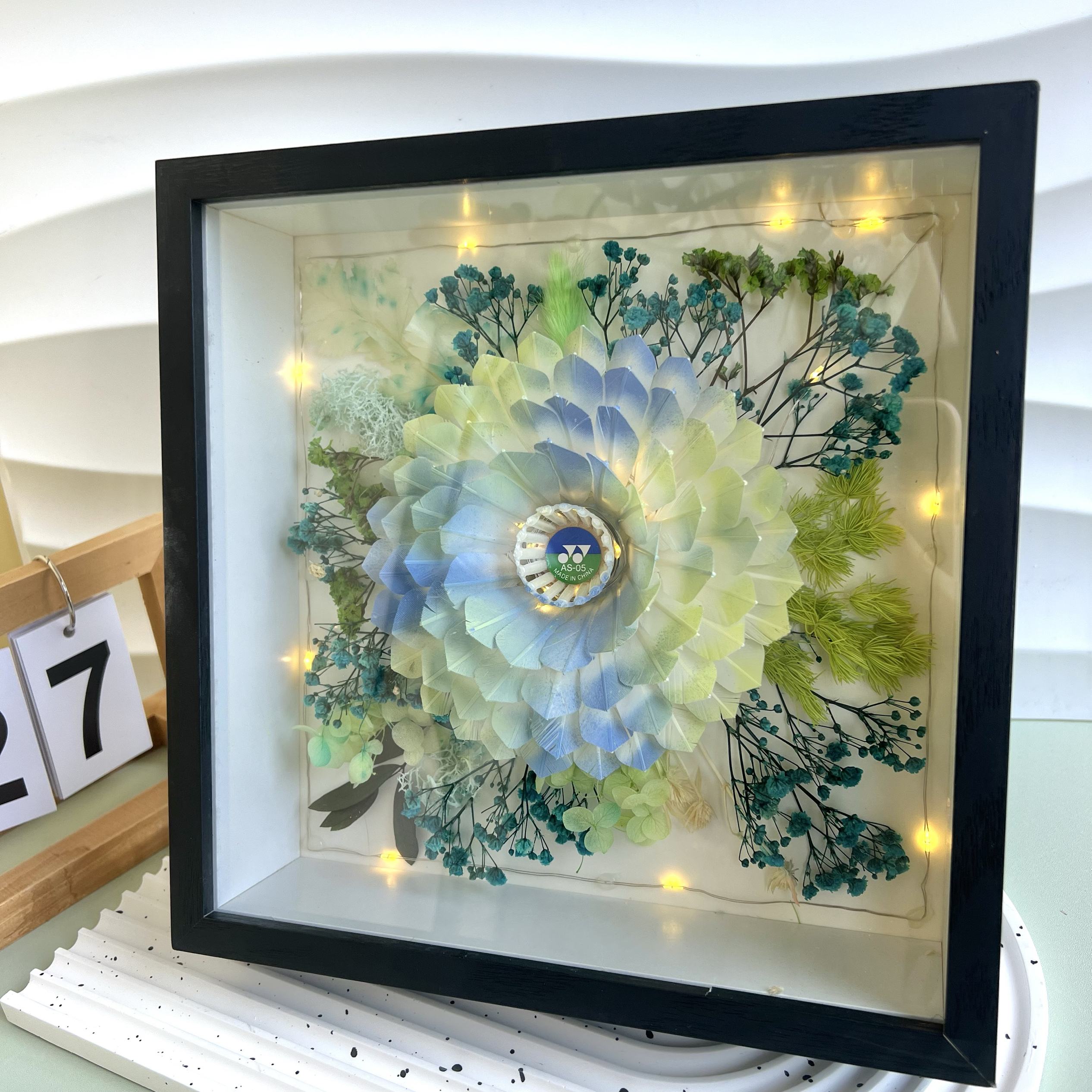 羽毛球永生花定制相框高端浪漫手工永生花DIY创意摆件情人节礼物