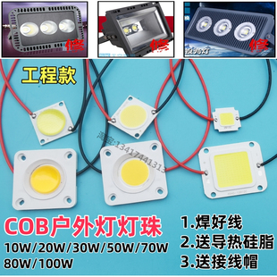 led cob带线4640灯珠芯片投光灯景观灯路灯50W30W光源芯红绿蓝光