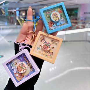 新款 卡通卡皮巴拉迷你唱片机钥匙扣可录音cd盒水豚包包小挂件爪机