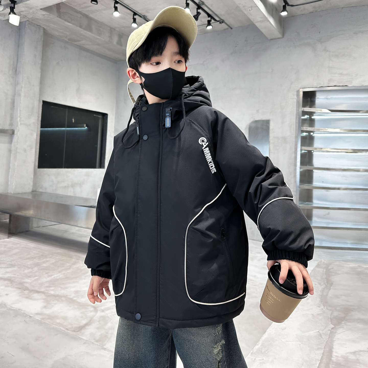 2025男童夹棉外套6-12岁加厚保暖棉衣秋冬三防棉服儿童棉袄上衣