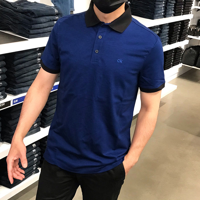 ck calvin klein夏季新款男士时尚商务弹力透气短袖polo衫翻领t恤