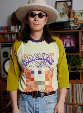 Freebees拼色插肩袖长袖t恤 情侣搭配 摇滚丝网印刷 纯棉上新折扣