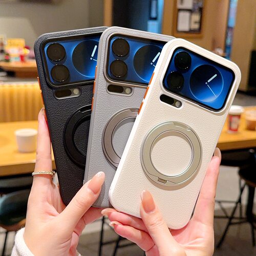 适用小米17pro手机壳xiaomi17promax简约时尚素皮mi17max全包保护壳十七pm超薄peo皮革por磁吸旋转支架promas