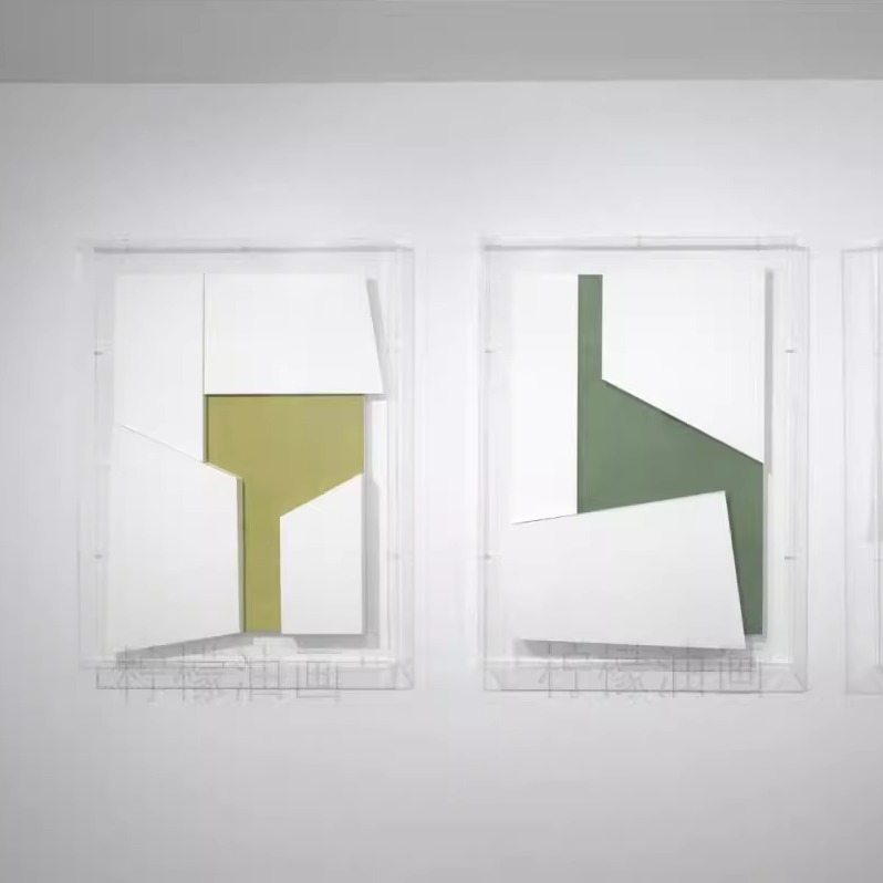 简约高档几何纹理质感立体拼贴减压艺术装饰画样板间挂画《初见》图片
