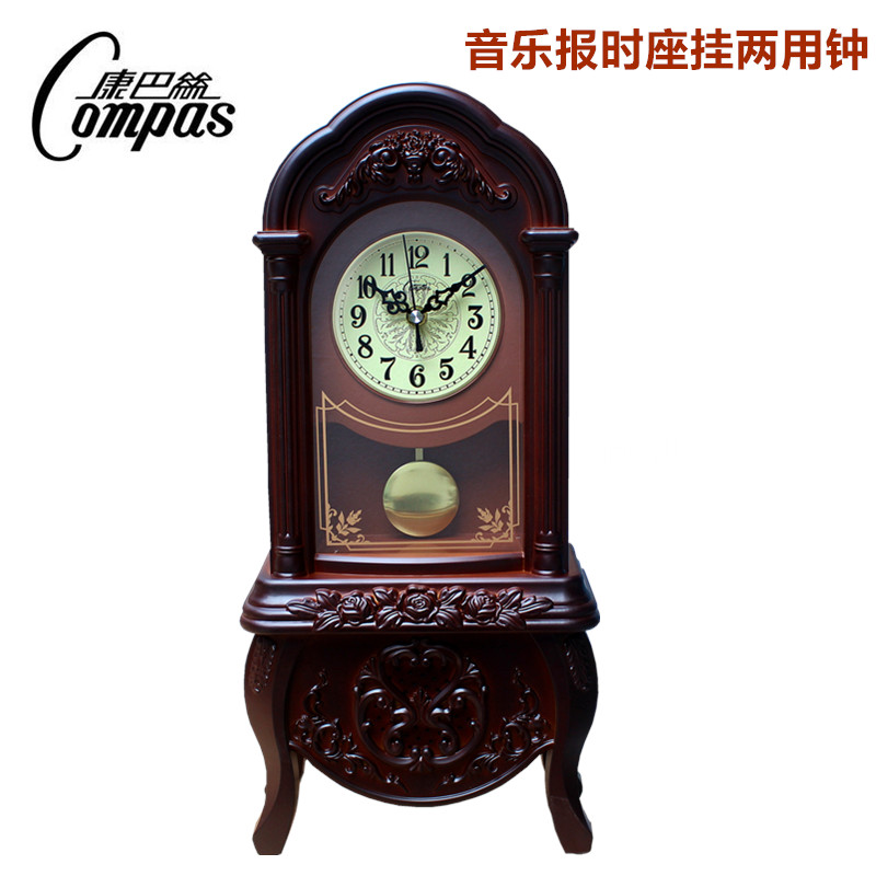美式简约仿木桌面现代卧室座钟
