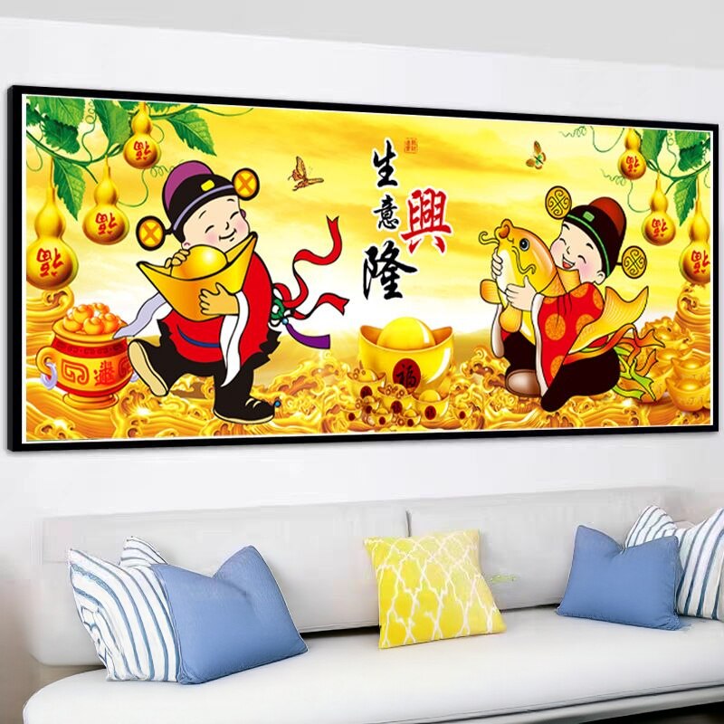 马年店铺公司生意兴隆钻石画2026新款十字绣客厅大图寓意好粘钻画