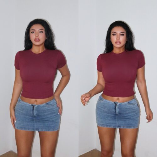 纯色百搭显瘦常规女欧美风短袖