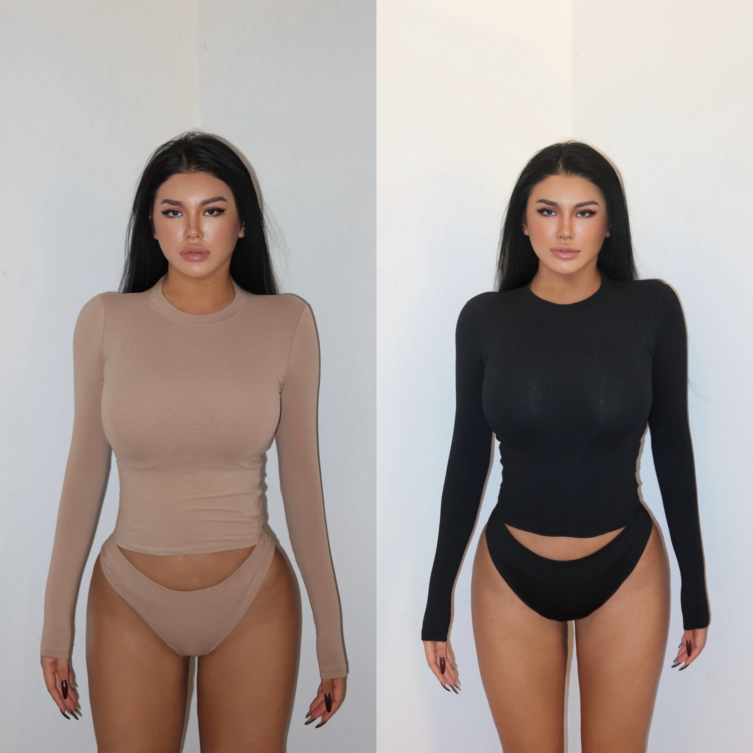 修身显瘦简约高弹常规女欧美长袖