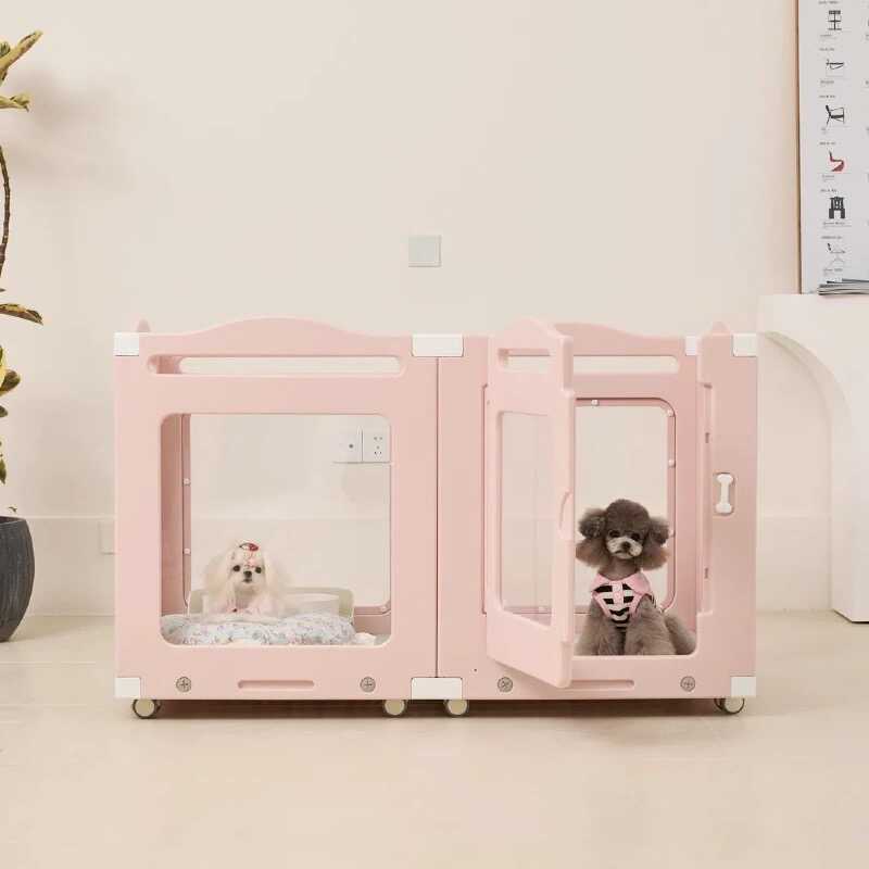 QTA宠物围栏透明狗围栏亚克力围栏室内别墅可移动狗笼中小型犬