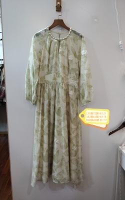 绿色印花短袖连衣裙女装精品 咨询库存拍 只有M L