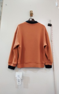 橘黄色T恤衫宽松休闲长袖上衣 咨询库存下单 110胸